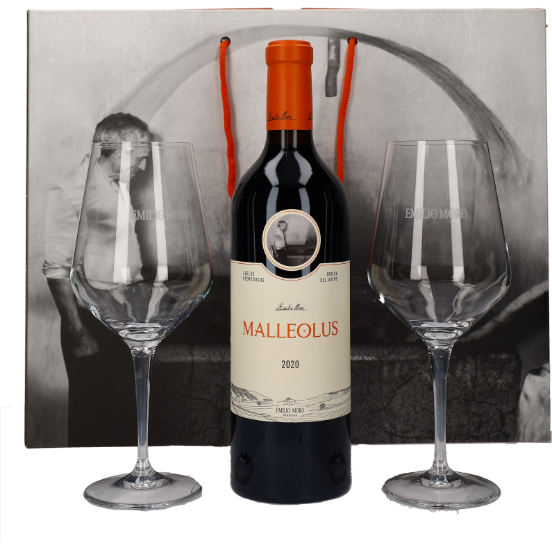 Emilio Moro Malleolus giftbox met 2 glazen Emilio Moro Malleolus giftbox met 2 glazen