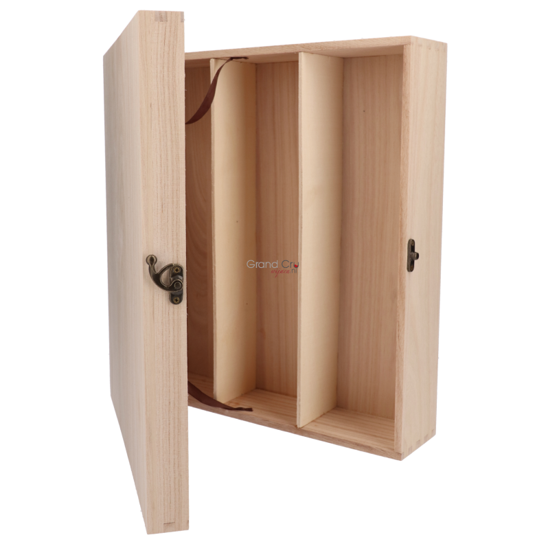 Luxe houten kist 3 vakken met scharnierdeksel Luxe houten kist 3 vakken met scharnierdeksel