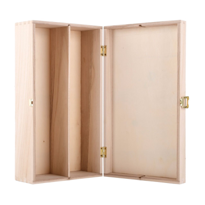 Luxe houten kist 2 vakken met scharnierdeksel